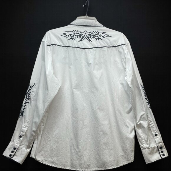 Western White Shirt W/Black Embroidery Coofandy Mens XL Cowboy Rodeo Country - Picture 2 of 6